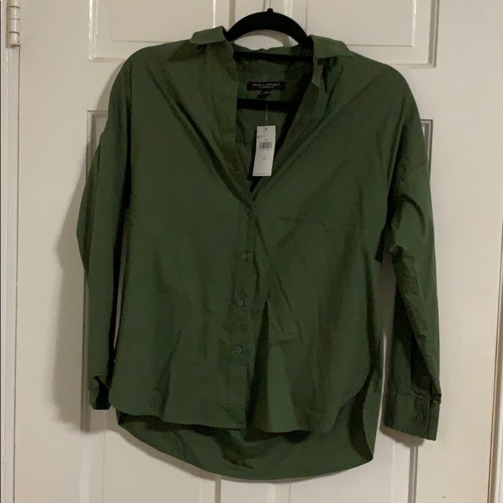 Olive green button down